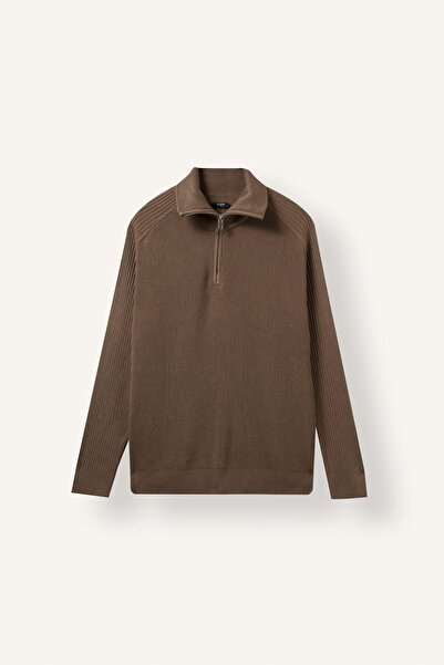 DeFacto Standard Fit Turtleneck Half Zip Knitwear Basic Sweater D4209Ax26Wn