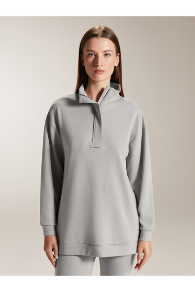 LC Waikiki Alita City Farkıyla Lcw Everyday Gray High Neck Women's Sweatshirt...
