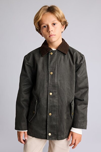DeFacto Polo Collar Snap Closure Cotton Lined Coat Boy's G9643A826Au