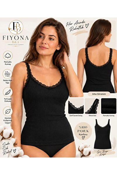 FIYONA B&T Puddra Women's Regular Fit Regular Pattern Cotton Lace Detailed Th...