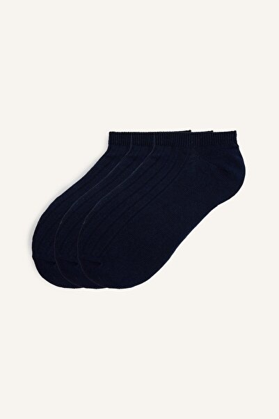 DeFacto Men's 3-Piece Ribbed Booties Socks I5232Axns