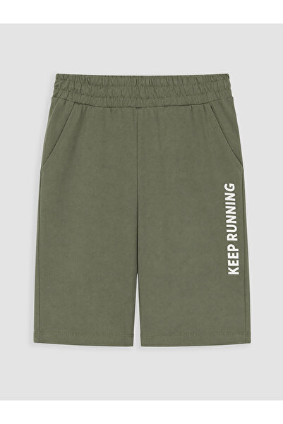 LC Waikiki Two Mt Shop Quality Khaki Elastic Waist Boys' Printed Shorts