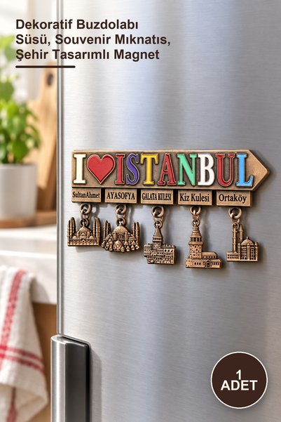 Yenilig 1 Adet İstanbul Temalı Metal Magnet – Dekoratif Buzdolabı Süsü, Souve...