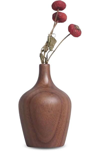 Yelajoy Mini Dried Flower Wooden Vase Desktop Ornament