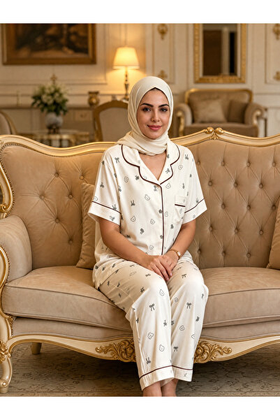Vyora بيجامة نسائية A7464 لون كريمي مقاس L