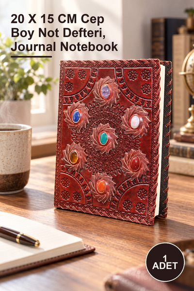 Yenilig 1 Piece of Stoned Leather Notebook – 20 X 15 cm Pocket Size Notepad, ...