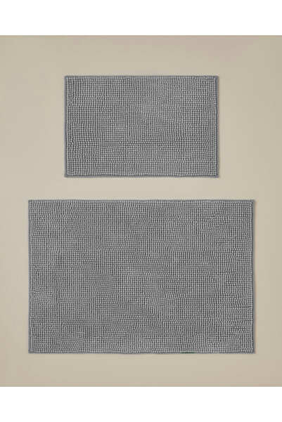 English Home Macaroni Kaydırmaz Taban Banyo Paspası Seti 60x90 + 40x60 cm Gri