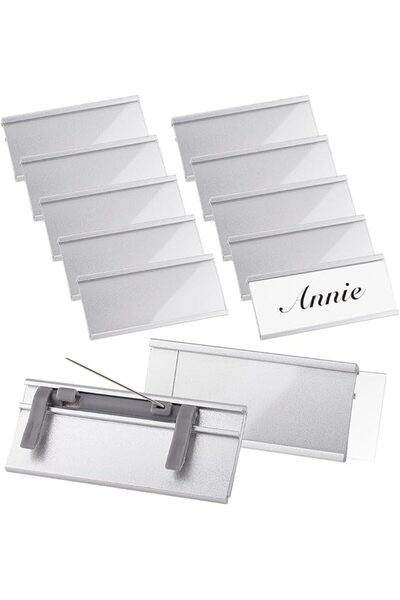 GENERAL 12 Pcs Aluminium Name Badge Holder Tags with Card Slot and Pin Badge,...