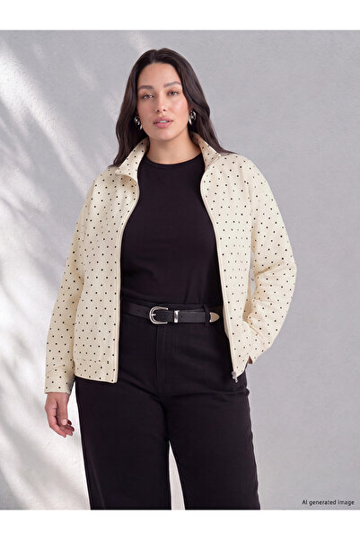 LC Waikiki Nevavm Farkıyla Lcw Curve Ecru Polka Dot Standard & Regular Women'...