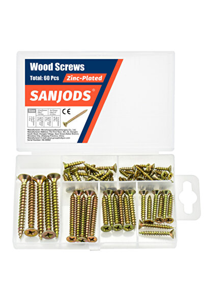 Choice Wood Screws Kit High Hardness Wood Screws Kit (6 Sizes 60pcs) - Philli...