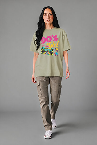 Madali Boutique 90's Girl Printed Unisex Crew Neck Cotton Oversize Boyfriend ...