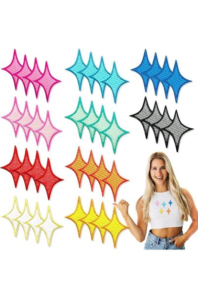 TERRIFI Stars Iron On Patches, 10 Colors Star Embroidered Appliques Sew on Pa...