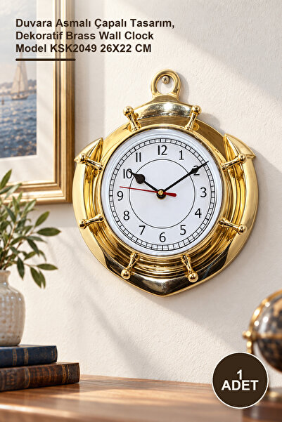 Yenilig 1 Piece Brass Wall Clock – Wall Hanging Anchor Design, Decorative Bra...
