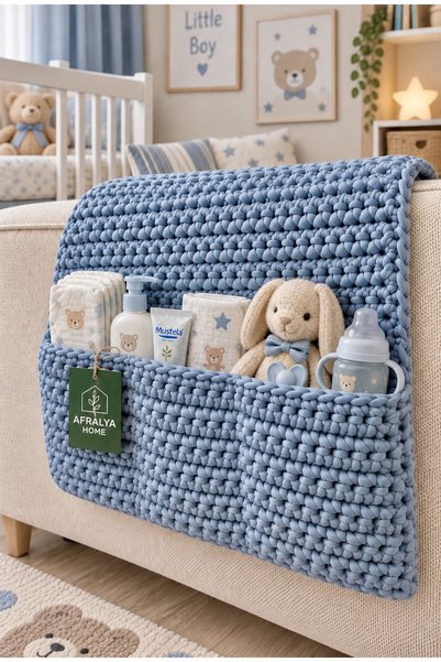 afralya home Blue Boy's Room Organizer Organizer with Mesh Pockets Organized ...