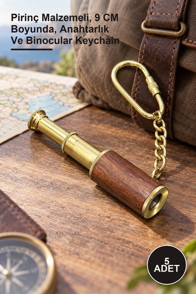 Yenilig 5 Pieces Brass Binocular Keychain – Made of Brass Material, 9 cm in L...
