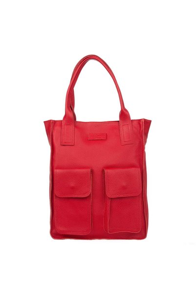 vezze Geantă shopper mare din piele, tip tote, roșie