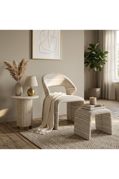 IN HOME STORE كرسي صالون/استراحة عصري عاكس الانحناءات الهندسية والأنيقة للمنت...