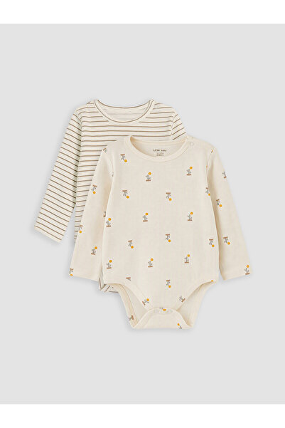 LC Waikiki Two Mt Shop Quality Ecru Long Sleeve Baby Boy 2-Piece Snap-On Body...