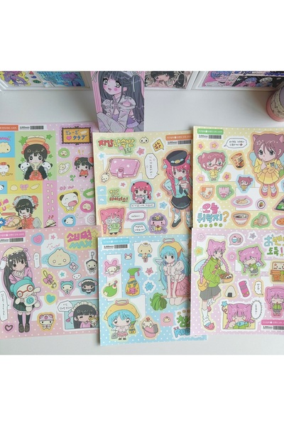 Choice 6PCS 1/6PCS Cute Cartoon Sweet Cool Girl Stickers Hand Account Diary N...