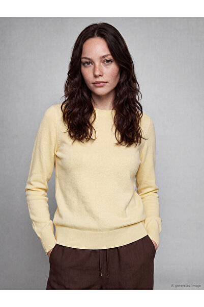 LC Waikiki Nevavm Lcw Comfort Yellow Knitwear Plain Oval Neck Women's Sweater...