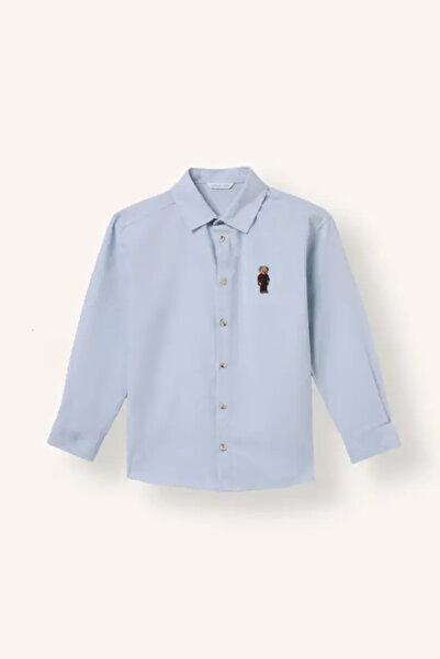 DeFacto Oversize Teddy Bear Embroidered Classic Collar Flannel Long Sleeve Sh...