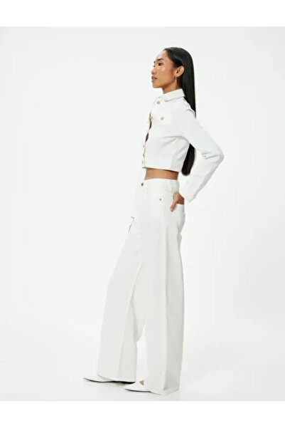 Koton Geniş Paça Kot Pantolon Standart Bel Düğmeli - Bianca Wide Leg Jeans