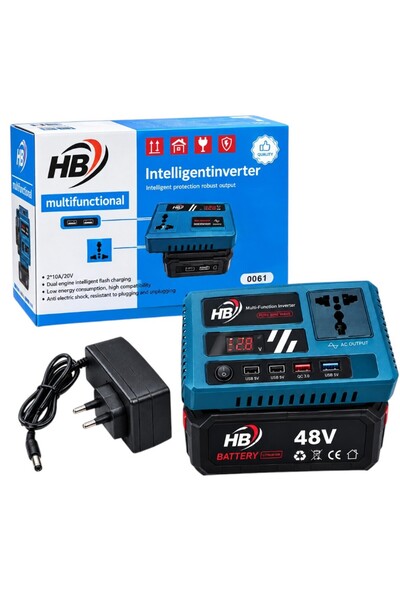 HBD Portable Lithium Battery Inverter, 48V DC to 220-230V AC Converter for El...