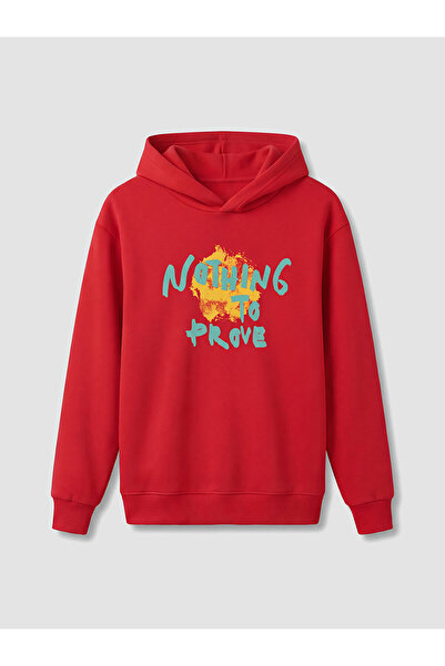 LC Waikiki Two Mt Shop Quality Red Hooded Printed Boys' Sweatshirt