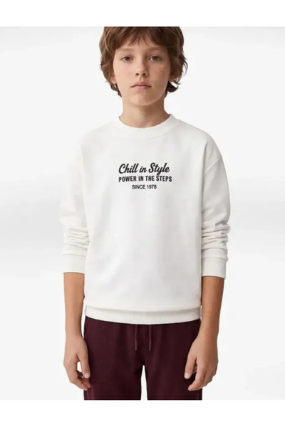 Koton Cotton Long Sleeve Crew Neck Printed School Sweatshirt