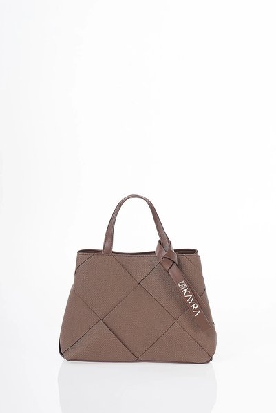Kayra Leather Detailed Handbag Dark Brown