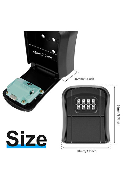 Choice Black B Key Lock Box Wall-Mount Secret Code Security Key Safe Secret O...