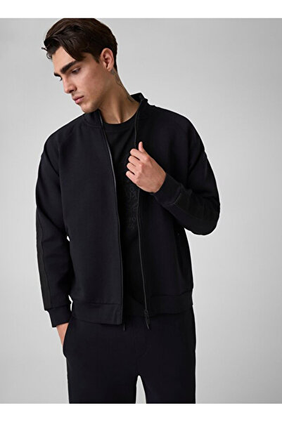 Guess Siyah Erkek Zip Ceket Z6YQ18K4964-JBLK Thor Sweatshirt