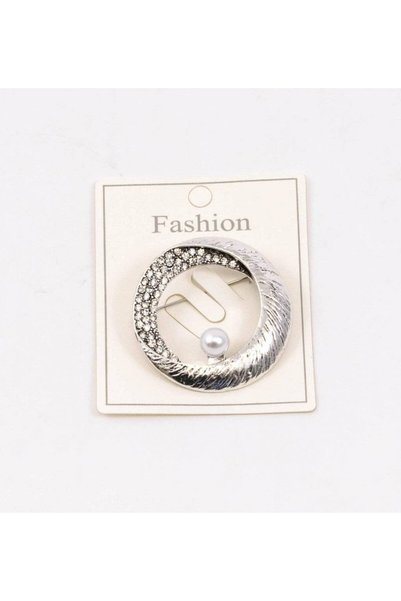 OEM Circle Brooches With Pearl And Rhinestones 6/set