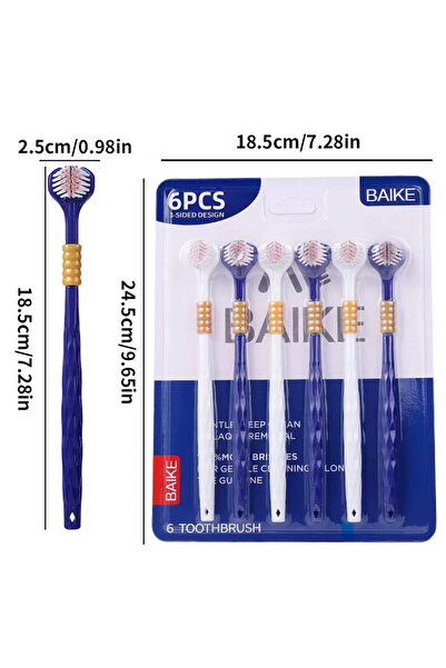 Choice 6PCS 6, 12- Family Soft bristled Three sided Toothbrush - Efficient Cl...