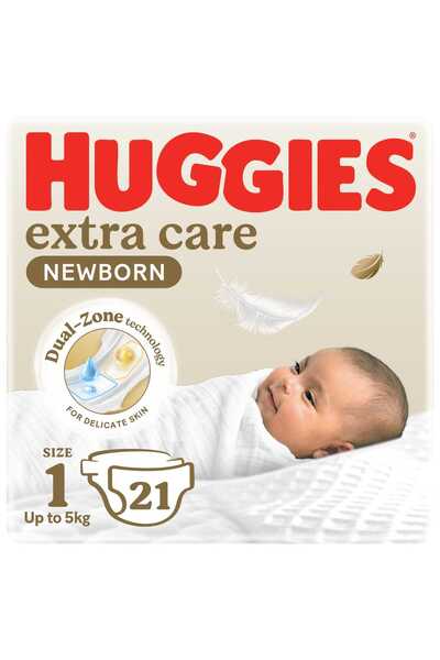Huggies Extra Care Newborn Baby Diaper Size 1 Up to 5 kg Carry Pack 21 pcs