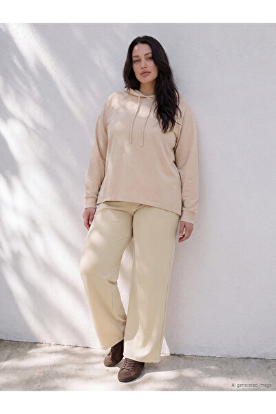 LC Waikiki Two Mt Shop Quality Lcw Curve Beige Interlock Plain Loose & Baggy ...