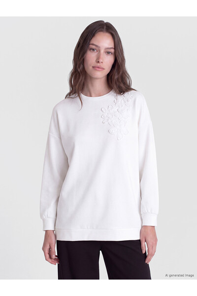 LC Waikiki Nevavm Farkıyla Lcw Modest White Interlock Embroidered Loose & Bag...