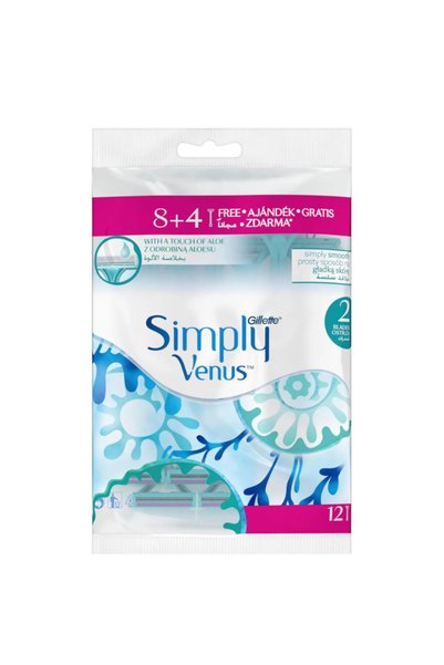 Gillette Venus شفرات حلاقة جيليت سيمبلي فينوس 4+8 للنساء بشفرتين، عبوة من 12 ...