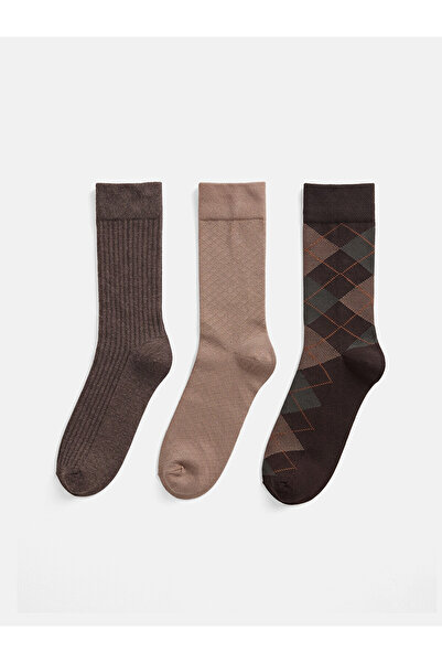 LC Waikiki Nevavm Farkıyla Lcw Accessories Mixed Patterned 3-Pack Men's Socks