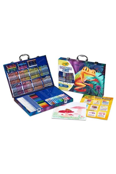 mtaha حقيبة أدوات الرسم الخيالية من كرايولا (Crayola) - مجموعة فنية إبداعية متكاملة 115 قطعة - تتضمن ألوان شمعية، أقلام تلوين، ماركرز، وأوراق رسم - مثالية للأطفال وهواة الفنون