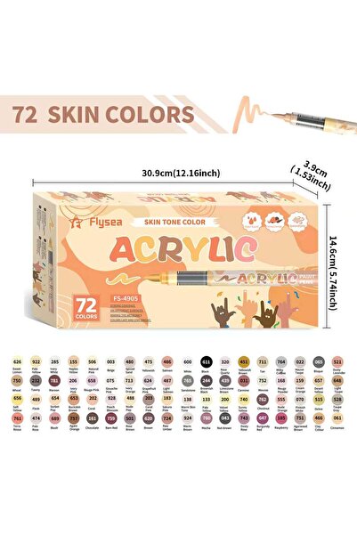 Choice 72 Colors 12-72 Skin Tone Art Markers, Soft Brush Tip Acrylic Paint Pe...