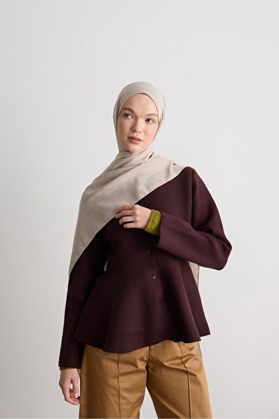 Modakaşmir Leaf Pattern Silky Jacquard Shawl