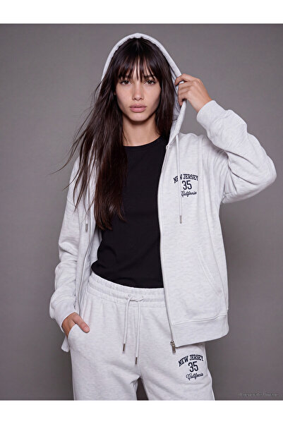 LC Waikiki Alita City Farkıyla Xside Gray 3 Thread Raised Printed Oversize Wo...