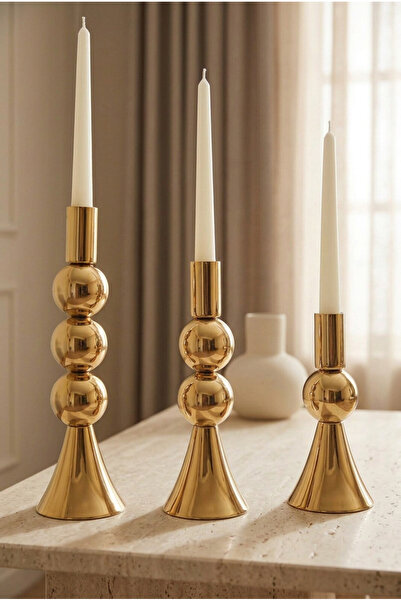 TR Turan Collection SFERA Altın Renk Dekoratif Şamdan Küre Formlu Modern Masa...