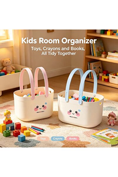 Generic Brand Kawaii Kids Toy Storage Basket,Portable Plastic Kids Toy Organi...