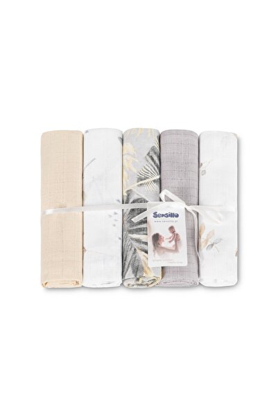 Sensillo Set 5 scutece multifuncționale Floral Grey 70x80 cm din muselină 100...