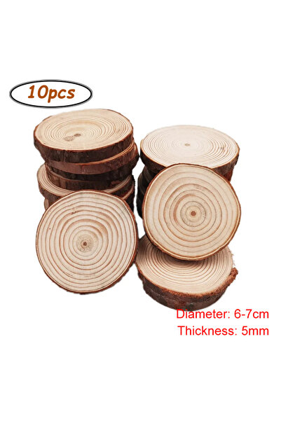 Choice 10pcs 6-7cm Unfinished Wood Slices Discs Cutouts with Tree Bark for Ar...