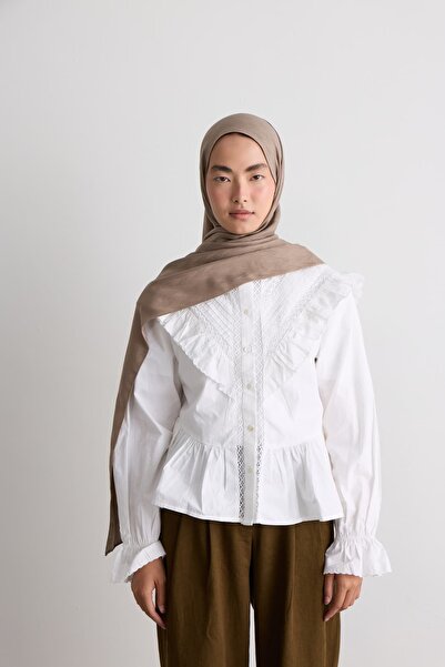 Modakaşmir Leaf Pattern Silky Jacquard Shawl