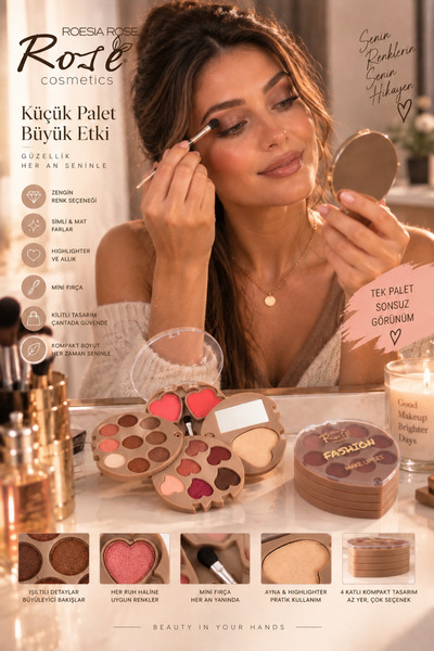 Roesıa Rose Cosmetics Fashion Makeup Set Çoklu Makyaj Paleti Göz Farı Allık Aydınlatıcı Highlights