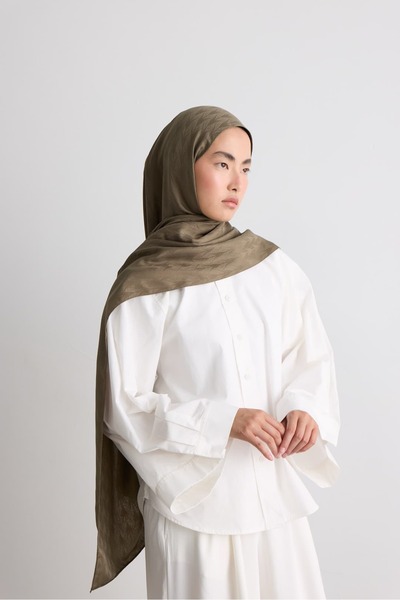 Modakaşmir Leaf Pattern Silky Jacquard Shawl